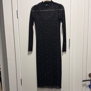 Wild Fable Black Sheer Long Sleeve Dress